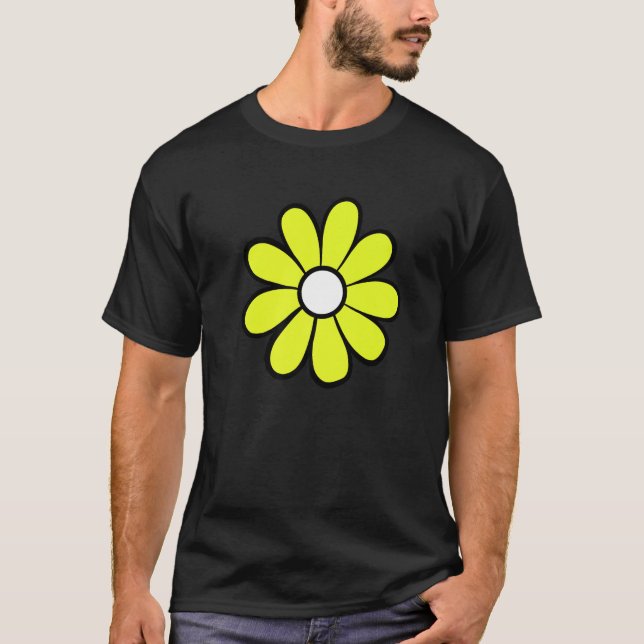 Hippie 70er Retro Funky Blume Gelbe Blume T-Shirt (Vorderseite)