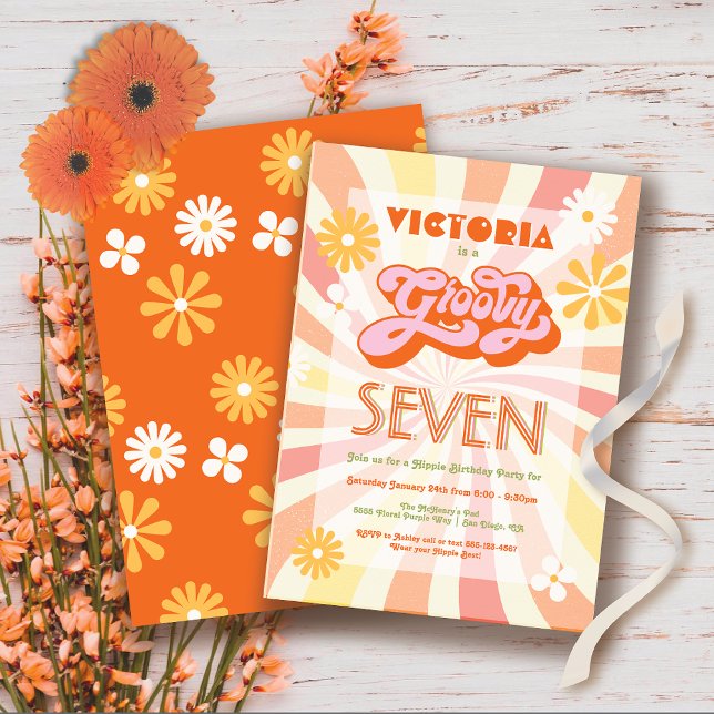 Hippie 70's 60's any Age Groovy Geburtstag Einladung (Von Creator hochgeladen)