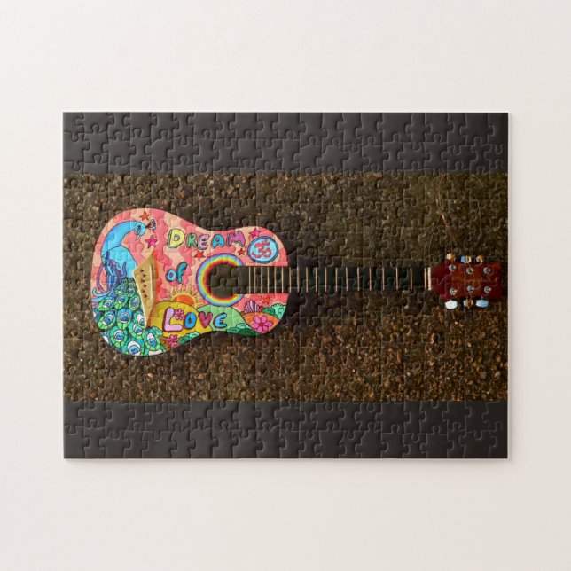 HIPPIE ACCOUSTIC GUITAR JIGSAW PUZZLE (Horizontal)