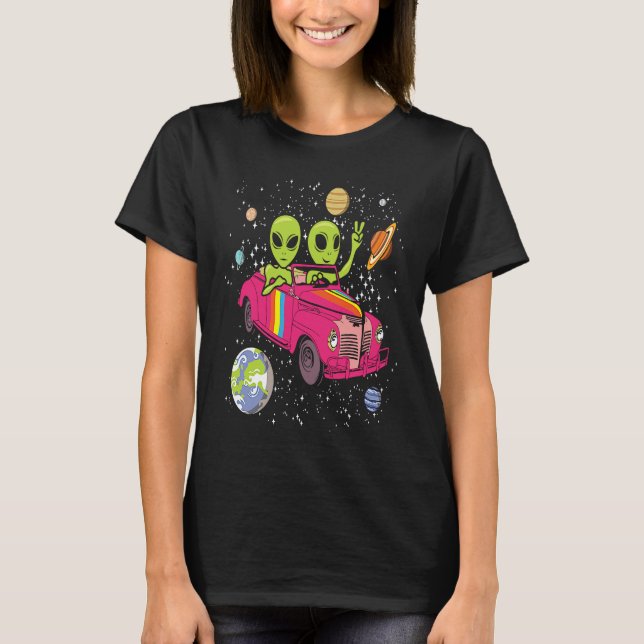 Hippie Alien Space Car  Techno EDM Minimal Spacesh T-Shirt (Vorderseite)