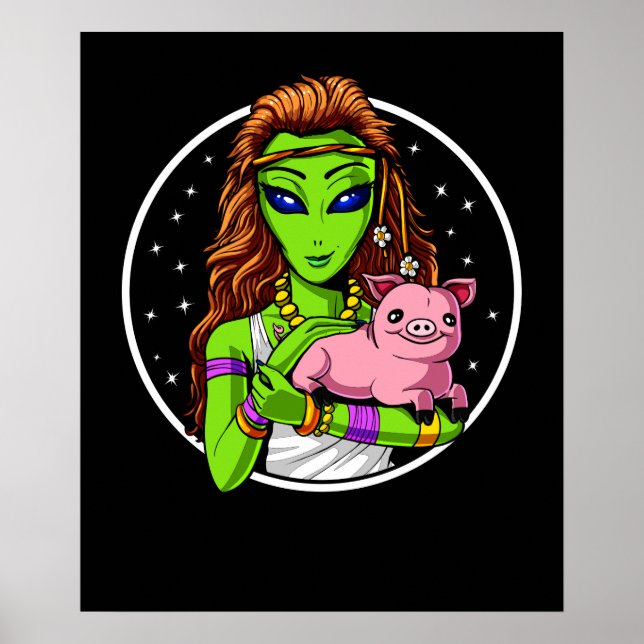 Hippie Alien Vegan Girl Poster (Vorne)