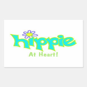 Hippie an der Herz-Türkis-Kunst-Gewohnheit Rechteckiger Aufkleber