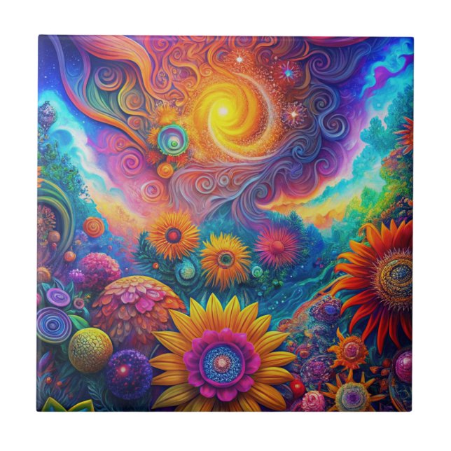 Hippie Art Keramik Tile Fliese (Vorderseite)