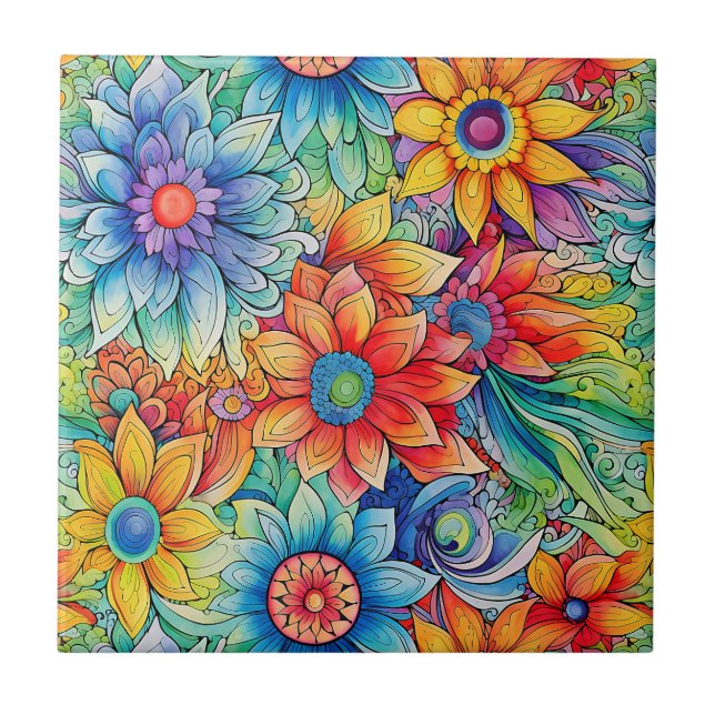 Hippie Art Keramik Tile Fliese (Vorderseite)