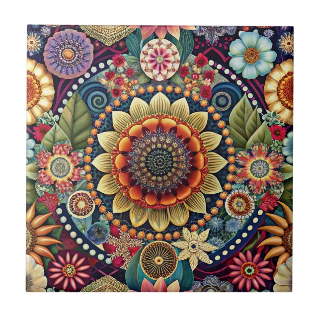Hippie Art Keramik Tile Fliese (Vorderseite)
