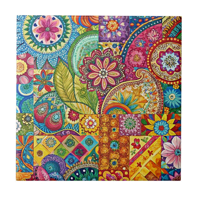 Hippie Art Keramik Tile Fliese (Vorderseite)