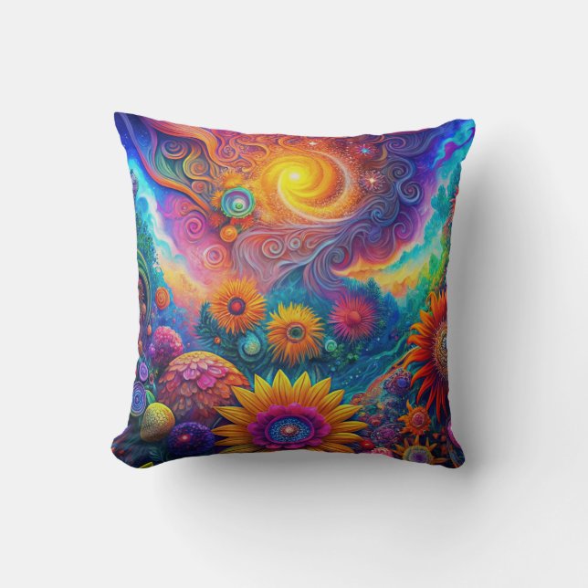 Hippie Art Throw Kissen (Vorderseite)