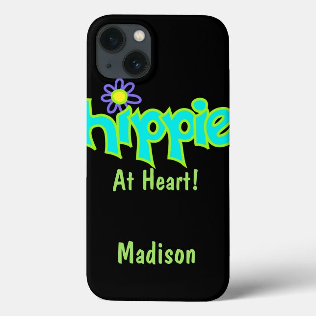 Hippie at Heart Turquoise Name Persönlich Case-Mate iPhone Hülle (Rückseite)