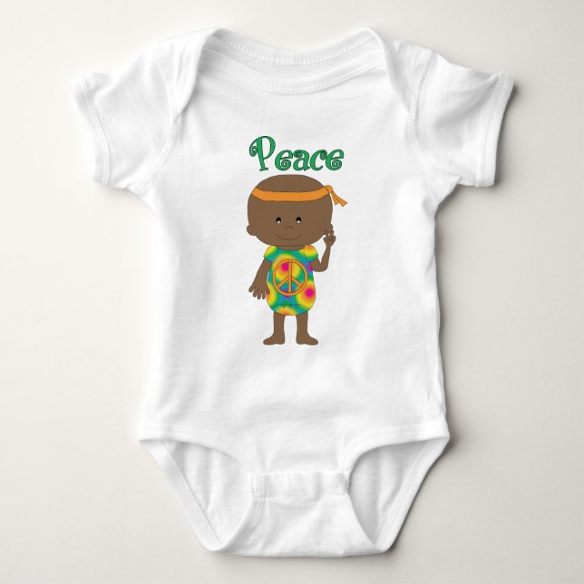 Hippie Baby Peace African American Baby Strampler (Vorderseite)