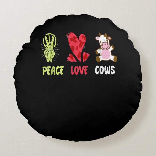 Hippie Bauer Cow Idee|Funny Cow Lover Geschenk Rundes Kissen (Vorderseite)