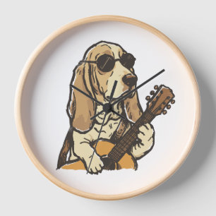 Hippie Beagle Hund Gitarre Sonnenbrille Boho Uhr