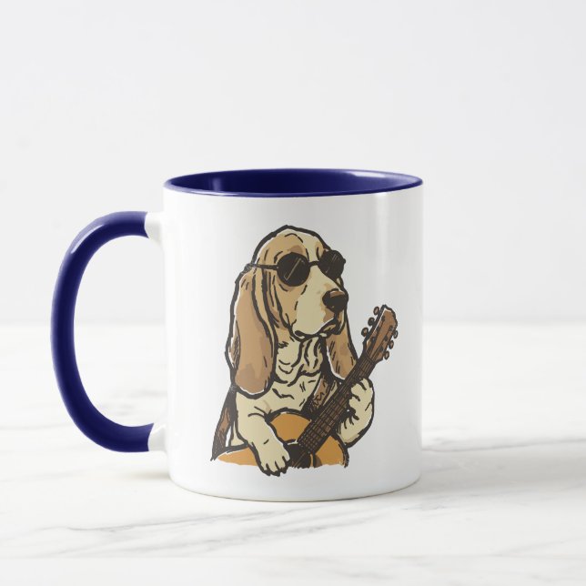 Hippie-Beagle spielt Gitarre  Tasse (Links)