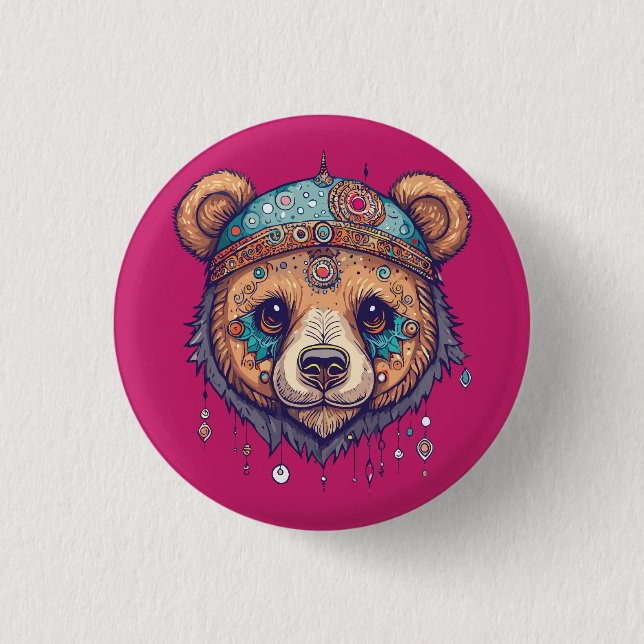 Hippie Bear I Button (Vorderseite)