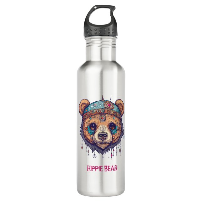 Hippie Bear I Edelstahlflasche (Vorderseite)