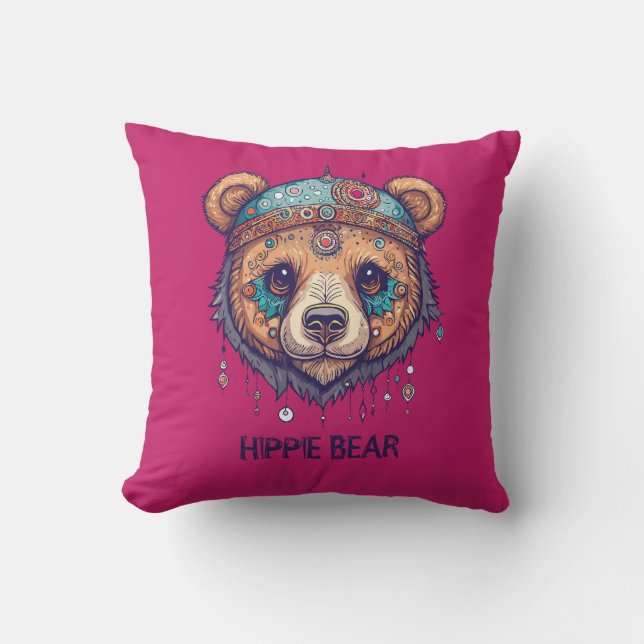 Hippie Bear I Kissen (Vorderseite)
