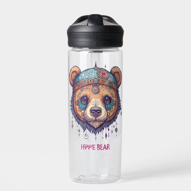 Hippie Bear I Trinkflasche (Vorderseite)