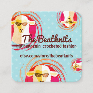 Hippie Beatnik Schaf Strickkettlogo Quadratische Visitenkarte