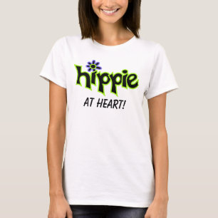 Hippie bei Herz-Farbigen Grafischen Schwarzen Word T-Shirt