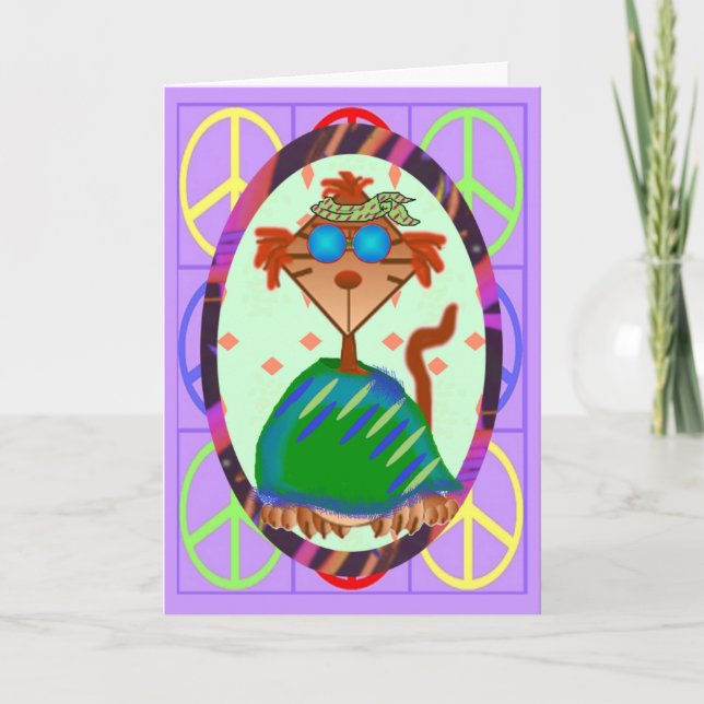 Hippie Belated Birthday Card Karte (Vorderseite)