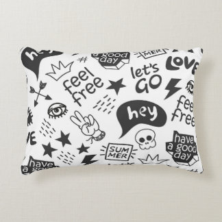 Hippie Black & White: Vintager Stil Dekokissen