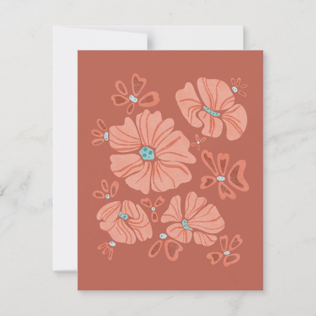 Hippie Blooms: Artwork der Abstrakten Roten Blume  (Vorderseite)