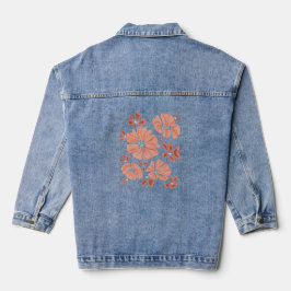 Hippie Blooms: Power der Abstrakten Roten Blume Jeansjacke