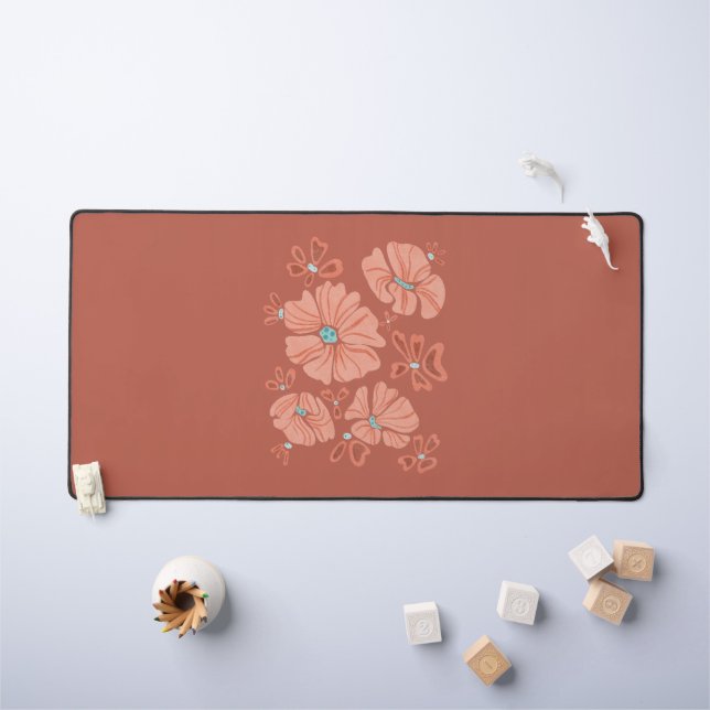 Hippie Blooms: Power der Abstrakten Roten Blume Schreibtischunterlage (Kindertisch)