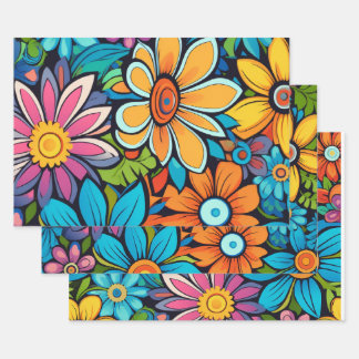 Hippie Blume Geschenkpapier Set