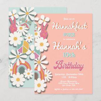 Hippie Blume Power 70er 60er Birthday Party Einladung