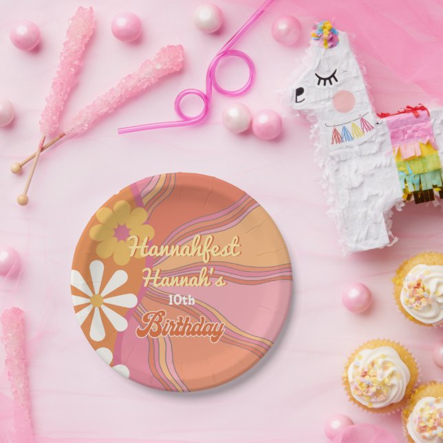 Hippie Blume Power 70er 60er Birthday Party Pappteller (Party)