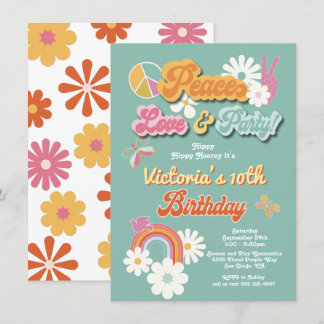 Hippie Blume Power 70er 60er Geburtstagspartei Ein Einladung