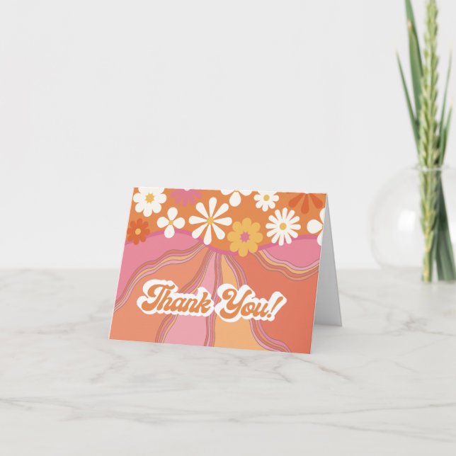 Hippie Blume Power 70er 60er Vielen Dank, dass Sie Dankeskarte (Vorderseite)