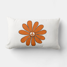 Hippie Blume Power Friedenszeichen in Orange Lendenkissen