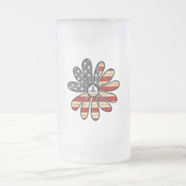 Hippie Blume Power Peace Signie American Flag Mattglas Bierglas