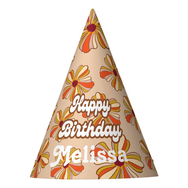 Hippie Blume Retro 70er 30. Geburtstag Partyhütchen (Vorderseite)