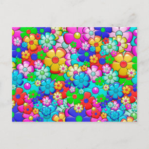 Hippie-Blumen-Postkarte Postkarte
