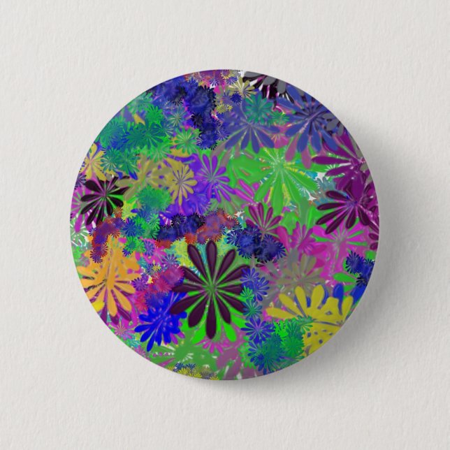 Hippie-Blumen-Power-Entwurf Button (Vorderseite)