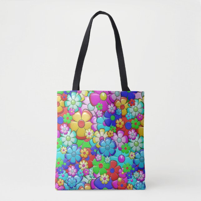 Hippie-Blumen-Tragetasche (Vorderseite)