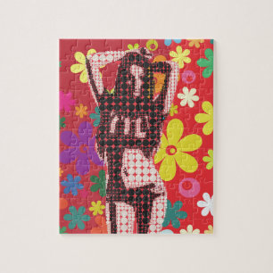 Hippie-Blumenkind-Thema der 60er Jahre Puzzle