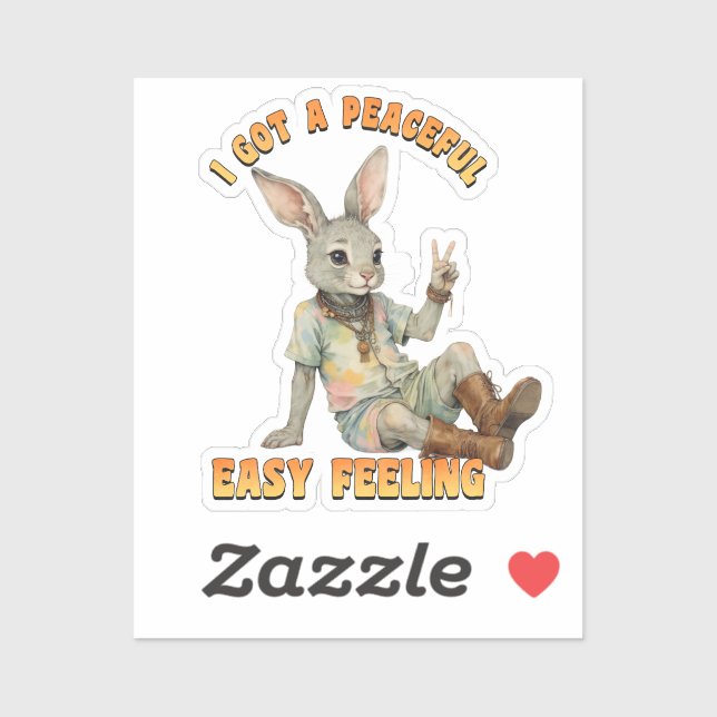 Hippie Boho Peaceful Easy Feeling Rabbit Bunny  Aufkleber (Blatt)