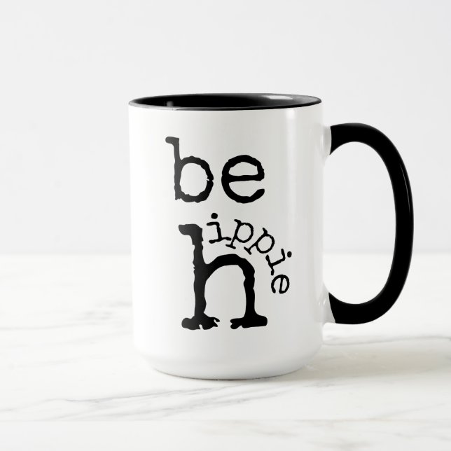 Hippie, Boho, Schwarz-weiß, Kaffee Tasse (Rechts)