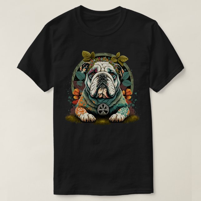 Hippie Bulldog 2 T-Shirt (Design vorne)