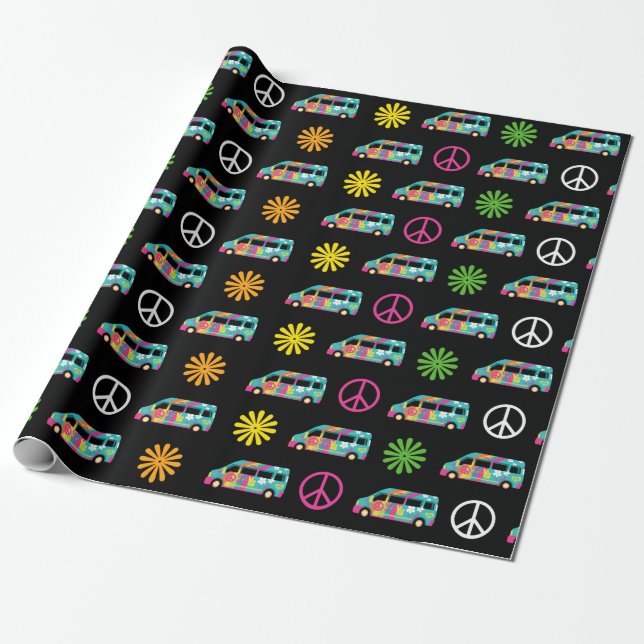 Hippie Bus Peace Sign 70er Geschenkpapier (Ungerollt)