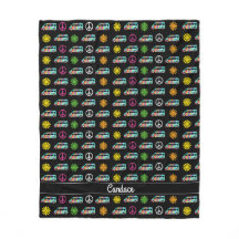 Hippie Bus Peace Signer 70er Personalisiert Black