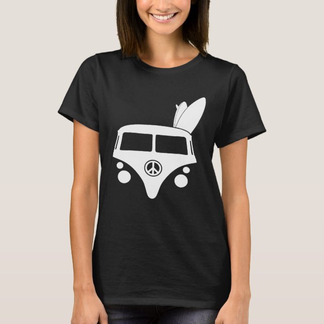 Hippie Camper Van mit Surfboards aka Indian Feath T-Shirt (Vorderseite)