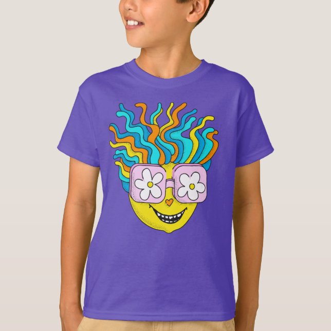Hippie Character Funny Happy Colorful Retro Groovy T-Shirt (Vorderseite)