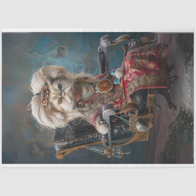 Hippie Chic Cat Decoupage Seidenpapier (Vorderseite)