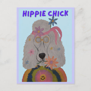 Hippie-Chick-Pudel-Flower-Child  Einladungspostkarte