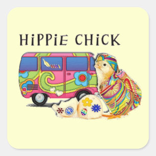Hippie Chick Quadratischer Aufkleber