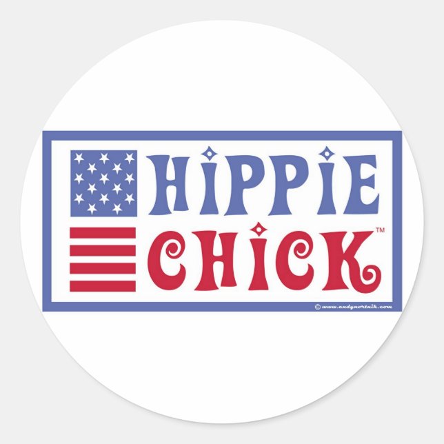 Hippie Chick Retro Design Aufkleber (Vorderseite)